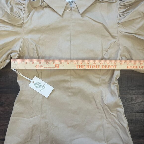 Hyacinth House Tuckernuck Size XL Beige Sand Front Zip Denim Mini Dress NWT - Picture 7 of 9